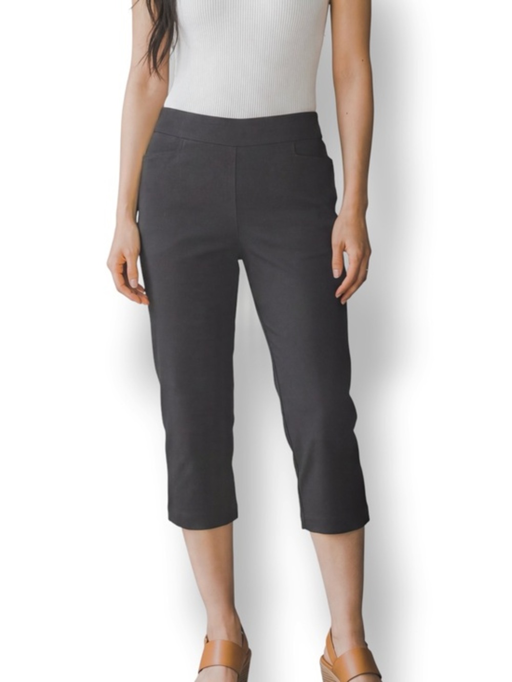 4/$20 George Black Pull-On Stretch Capri Pants Small 4-6 Cropped Slim Fit